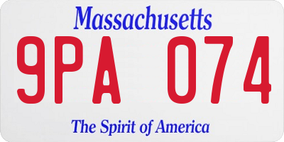 MA license plate 9PA074
