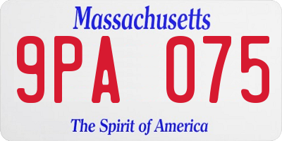 MA license plate 9PA075