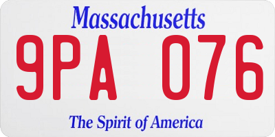 MA license plate 9PA076