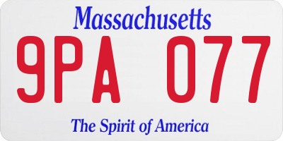 MA license plate 9PA077