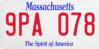 MA license plate 9PA078