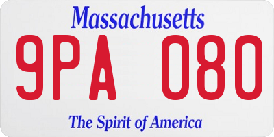 MA license plate 9PA080