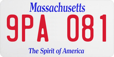 MA license plate 9PA081