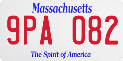 MA license plate 9PA082