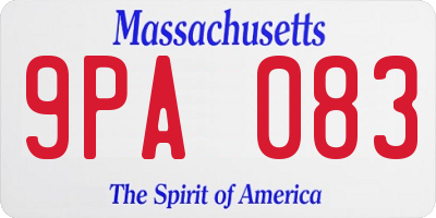 MA license plate 9PA083