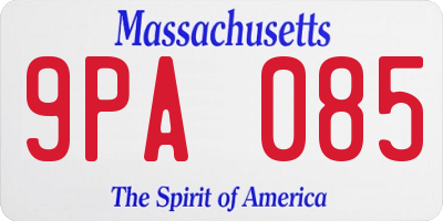 MA license plate 9PA085