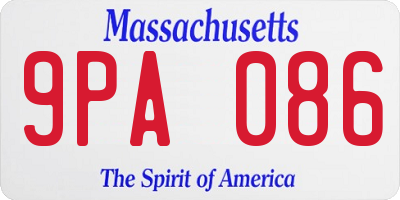 MA license plate 9PA086