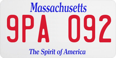 MA license plate 9PA092