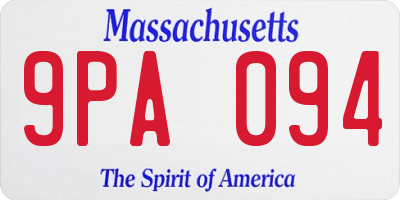 MA license plate 9PA094