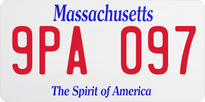 MA license plate 9PA097