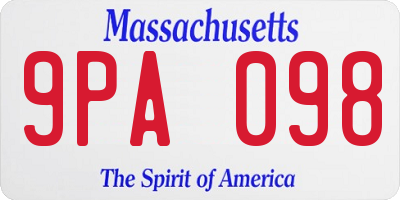 MA license plate 9PA098