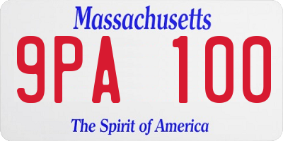 MA license plate 9PA100