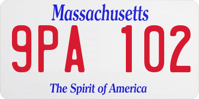 MA license plate 9PA102