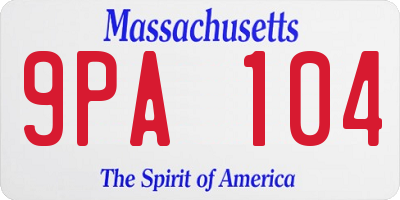 MA license plate 9PA104