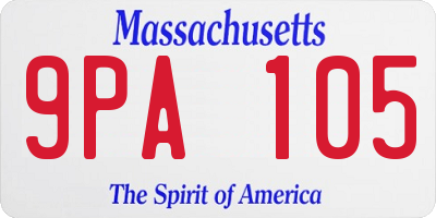 MA license plate 9PA105