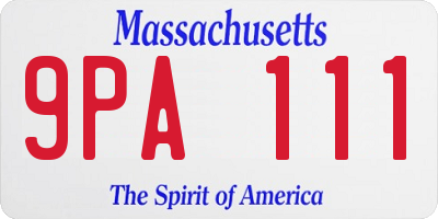 MA license plate 9PA111