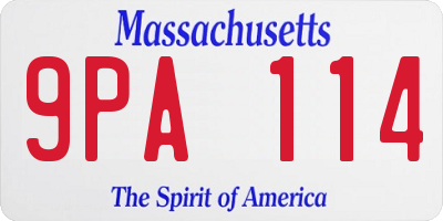 MA license plate 9PA114