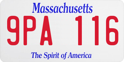 MA license plate 9PA116