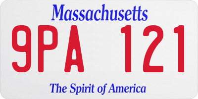 MA license plate 9PA121