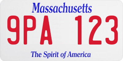 MA license plate 9PA123