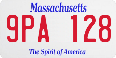 MA license plate 9PA128