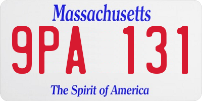 MA license plate 9PA131