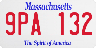 MA license plate 9PA132