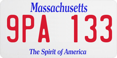 MA license plate 9PA133