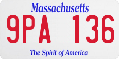 MA license plate 9PA136