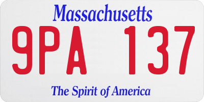 MA license plate 9PA137
