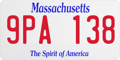 MA license plate 9PA138