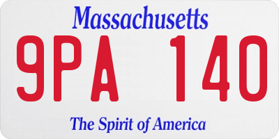 MA license plate 9PA140