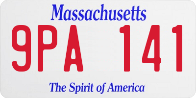MA license plate 9PA141