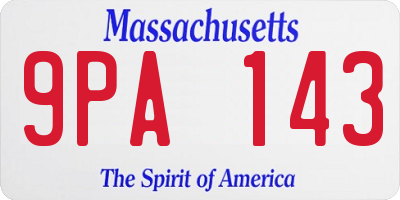 MA license plate 9PA143