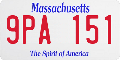 MA license plate 9PA151