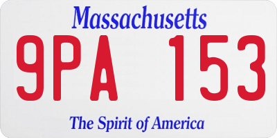 MA license plate 9PA153