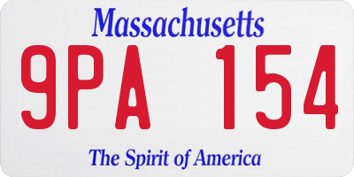 MA license plate 9PA154