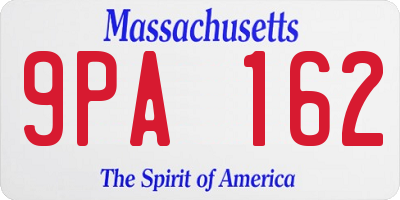 MA license plate 9PA162