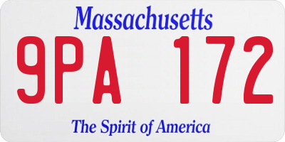 MA license plate 9PA172