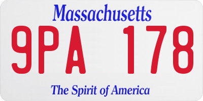 MA license plate 9PA178