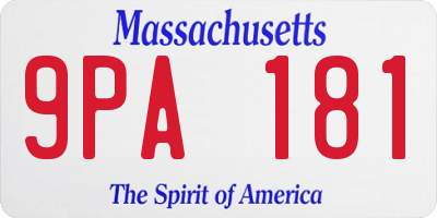 MA license plate 9PA181