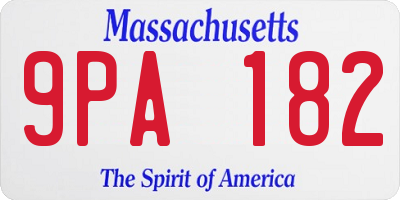 MA license plate 9PA182