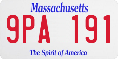 MA license plate 9PA191