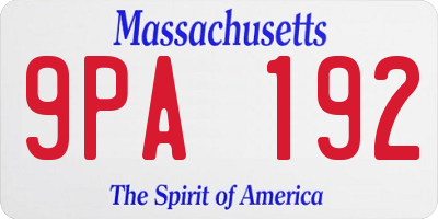MA license plate 9PA192
