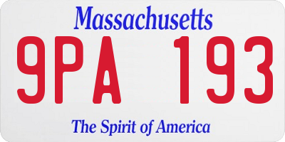 MA license plate 9PA193