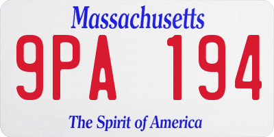 MA license plate 9PA194