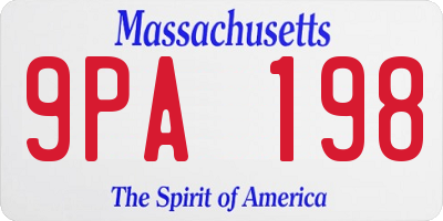 MA license plate 9PA198