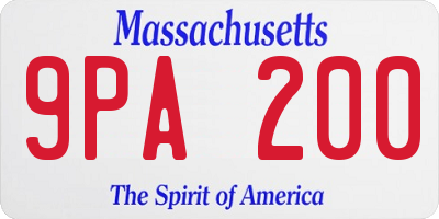 MA license plate 9PA200