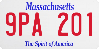 MA license plate 9PA201