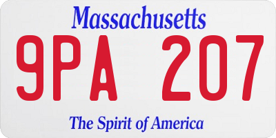 MA license plate 9PA207